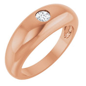 14K Rose 1/4 CT Natural Diamond Dome Ring