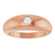 14K Rose 1/4 CT Natural Diamond Dome Ring