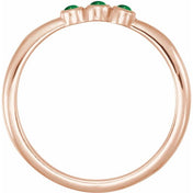 14K Rose Natural Emerald Stackable Ring