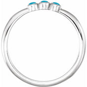 Platinum Natural Turquoise Stackable Ring