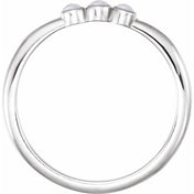 14K White Natural Rainbow Moonstone Stackable Ring