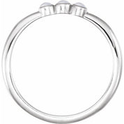 14K White Natural Rainbow Moonstone Stackable Ring