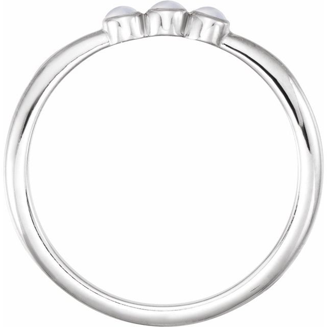 14K White Natural Rainbow Moonstone Stackable Ring