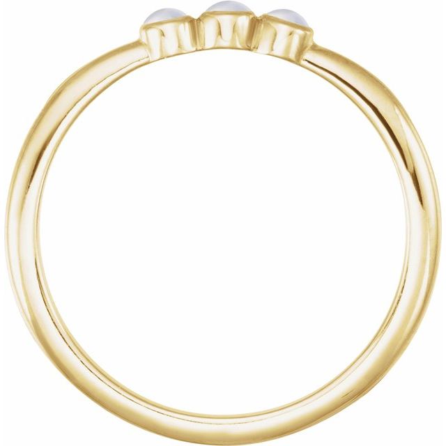 14K Yellow Natural Rainbow Moonstone Stackable Ring