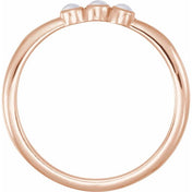 14K Rose Natural Rainbow Moonstone Stackable Ring