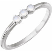 Platinum Natural Rainbow Moonstone Stackable Ring