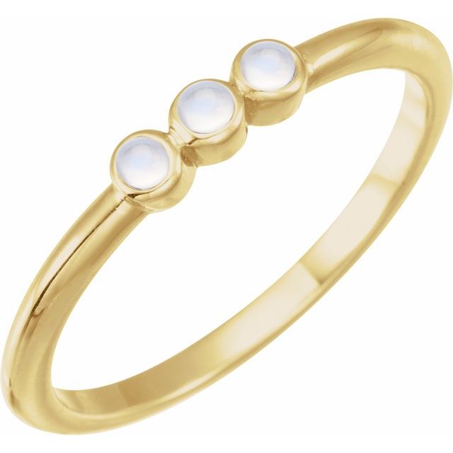 14K Yellow Natural Rainbow Moonstone Stackable Ring