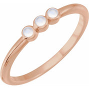 14K Rose Natural Rainbow Moonstone Stackable Ring