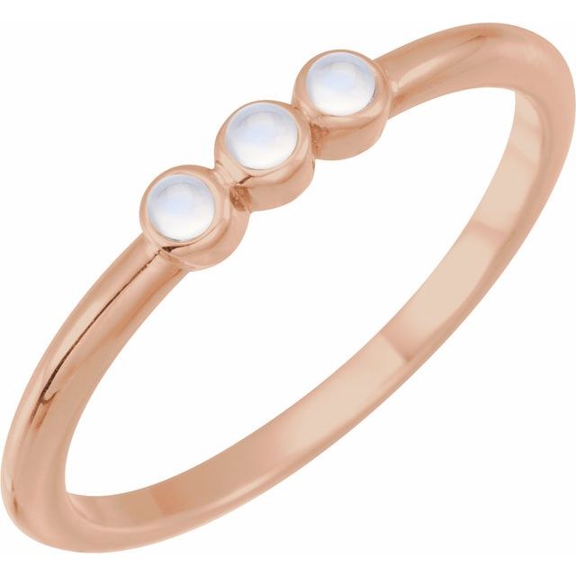 14K Rose Natural Rainbow Moonstone Stackable Ring