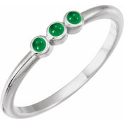 14K White Natural Emerald Stackable Ring