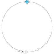 14K White Natural Aquamarine 6 1/2-7 1/2" Bracelet