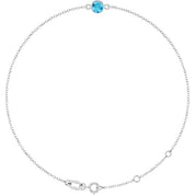 14K White Natural Aquamarine 6 1/2-7 1/2" Bracelet
