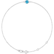 14K White Natural Blue Zircon 6 1/2-7 1/2" Bracelet