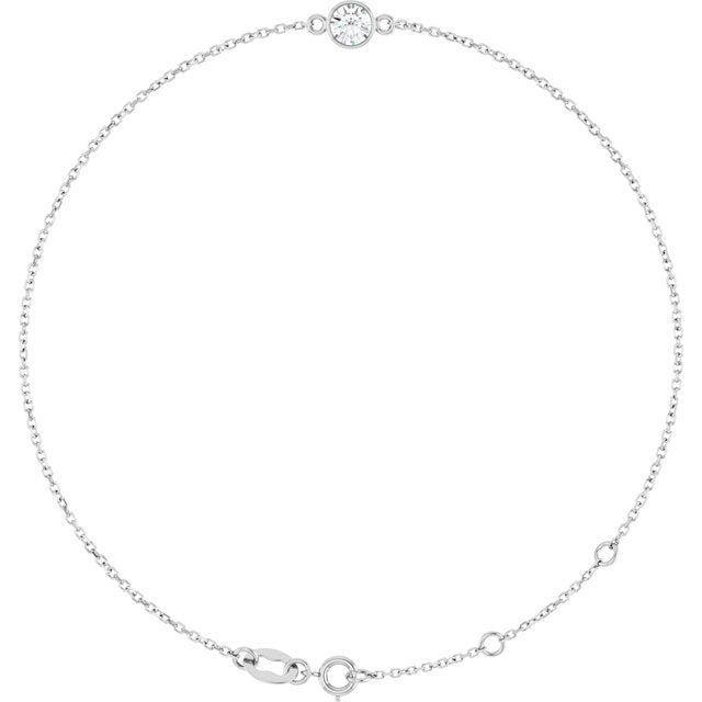 14K White Natural White Sapphire 6 1/2-7 1/2" Bracelet