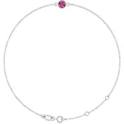 14K White Natural Pink Tourmaline 6 1/2-7 1/2" Bracelet