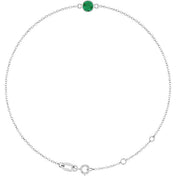 14K White Lab-Grown Emerald 6 1/2-7 1/2" Bracelet