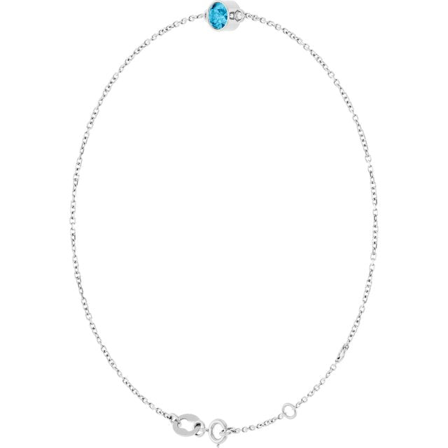14K White Natural Aquamarine 6 1/2-7 1/2" Bracelet