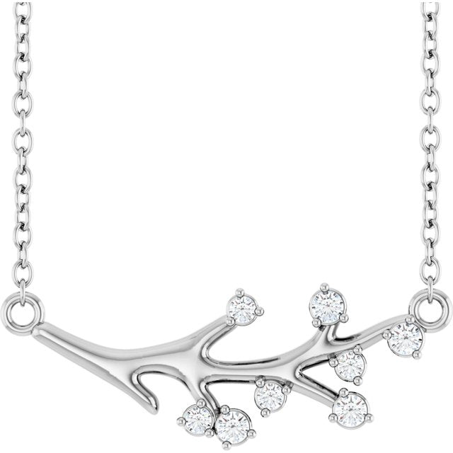 Sterling Silver 1/6 CTW Natural Diamond Branch 18" Necklace