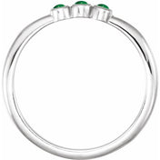 14K White Natural Emerald Stackable Ring