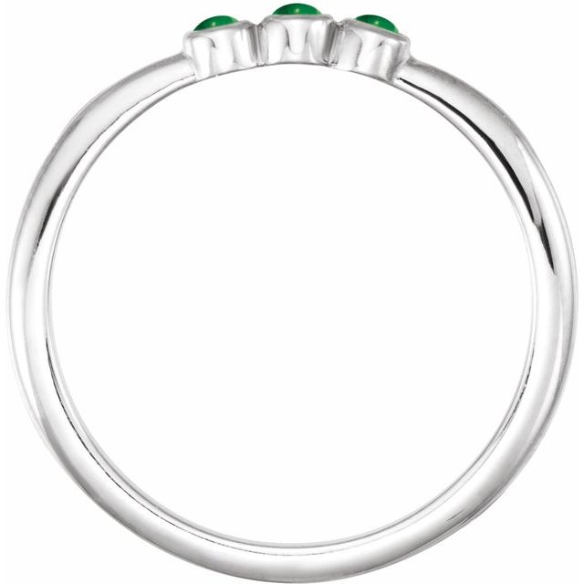 14K White Natural Emerald Stackable Ring