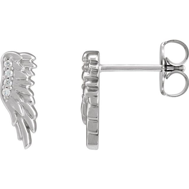 Platinum .02 CTW Natural Diamond Angel Wing Earrings - Elegant Jewelry by [Brand Name]