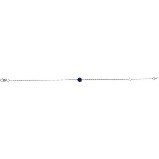 14K White Lab-Grown Blue Sapphire  6 1/2-7-1/2" Bracelet
