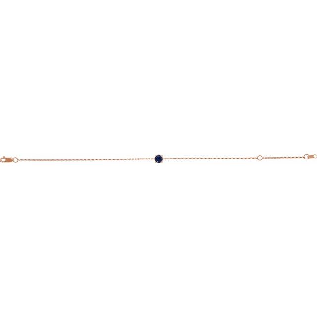 14K Rose Lab-Grown Blue Sapphire  6 1/2-7-1/2" Bracelet