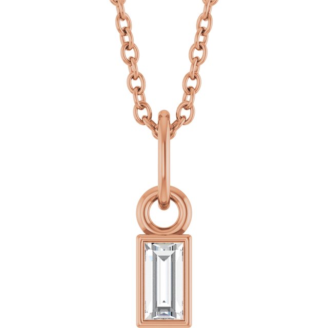14K Rose 1/10 CT Natural Diamond Bezel-Set 16-18" Necklace