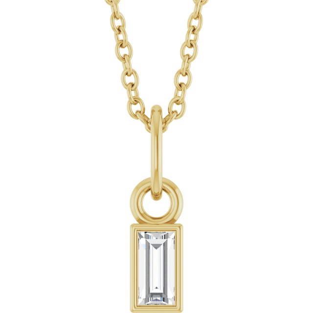 14K Yellow 1/10 CT Lab-Grown Diamond Bezel-Set 16-18" Necklace