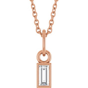 14K Rose 1/10 CT Lab-Grown Diamond Bezel-Set 16-18" Necklace