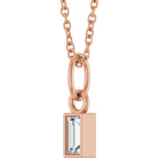 14K Rose 1/10 CT Natural Diamond Bezel-Set 16-18" Necklace