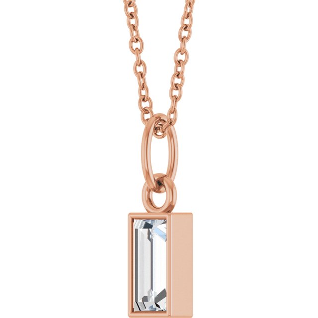 14K Rose 3/8 CT Lab-Grown Diamond Bezel-Set 16-18" Necklace