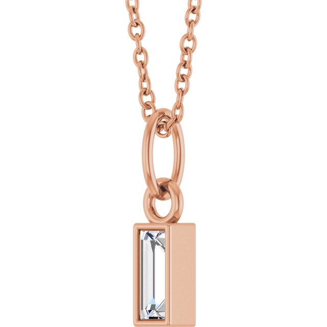 14K Rose 1/6 CT Natural Diamond Bezel-Set 16-18" Necklace
