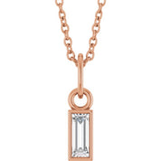 14K Rose 1/6 CT Natural Diamond Bezel-Set 16-18" Necklace