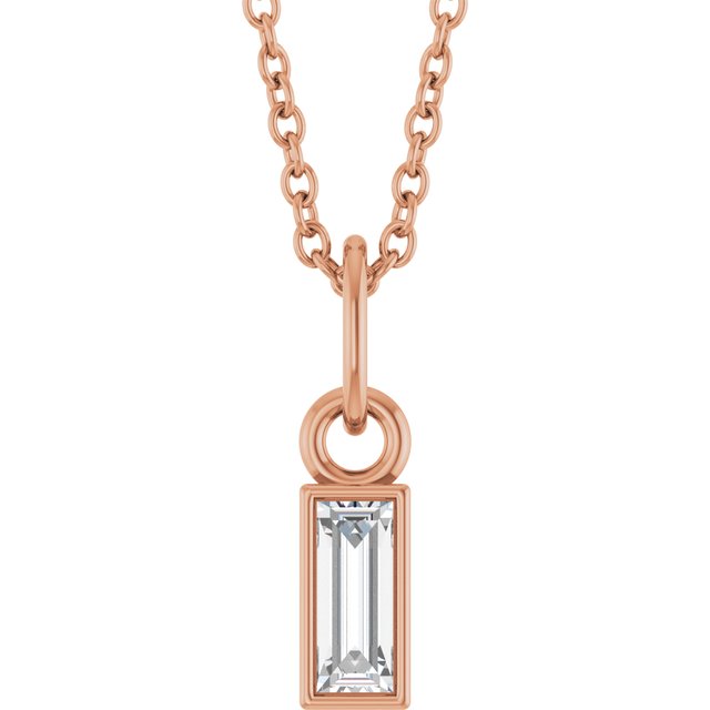 14K Rose 1/6 CT Natural Diamond Bezel-Set 16-18" Necklace