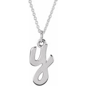 14K White Petite Initial Y 16" Necklace