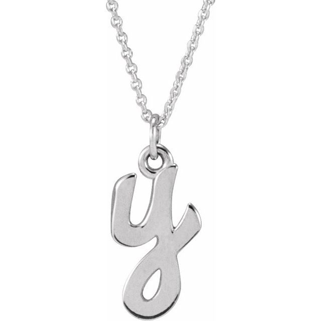 14K White Petite Initial Y 16" Necklace