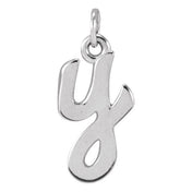 14K White Petite Initial Y Pendant