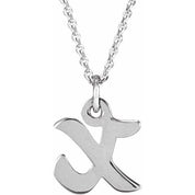 14K White Petite Initial X 16" Necklace