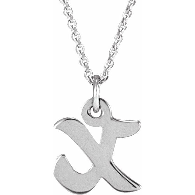 14K White Petite Initial X 16" Necklace