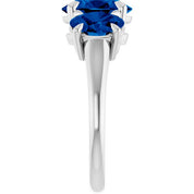 Sterling Silver 9x7 mm Oval Lab-Grown Blue Sapphire Three-Stone Ring
