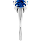 Platinum 9x7 mm Oval Lab-Grown Blue Sapphire Three-Stone Ring