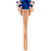14K Rose 9x7 mm Oval Lab-Grown Blue Sapphire Three-Stone Ring