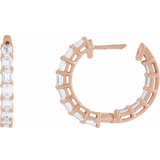 14K Rose 3 CTW Lab-Grown Diamond Inside-Outside 21.2 mm Hoop Earrings