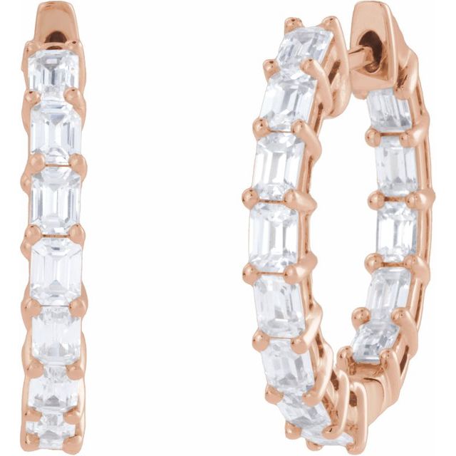 14K Rose 3 CTW Lab-Grown Diamond Inside-Outside 21.2 mm Hoop Earrings
