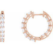 14K Rose 3 CTW Lab-Grown Diamond Inside-Outside 21.2 mm Hoop Earrings