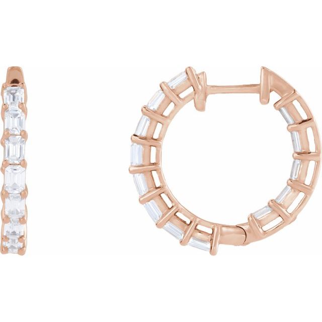 14K Rose 3 CTW Lab-Grown Diamond Inside-Outside 21.2 mm Hoop Earrings