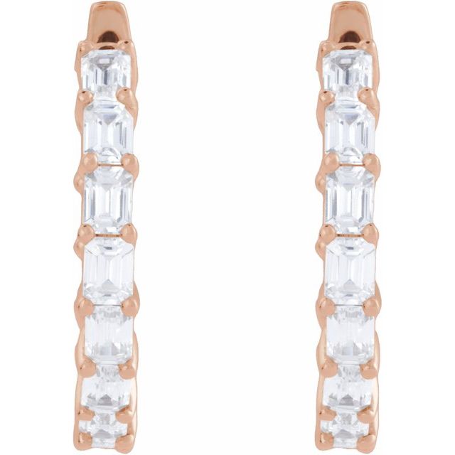 14K Rose 3 CTW Lab-Grown Diamond Inside-Outside 21.2 mm Hoop Earrings
