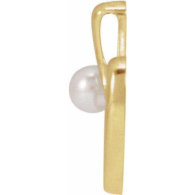 14K Yellow Cultured White Akoya Pearl Heart Pendant