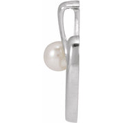 14K White Cultured White Akoya Pearl Heart Pendant